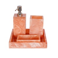 Ensemble de 4 pièces de salle de bain de luxe en résine blanche, accessoires de salle de bain en résine époxy, porte-brosse à dents, produit