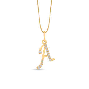 Collier pendentif en or avec lettre incrustée de zirconiums - Product Image 3