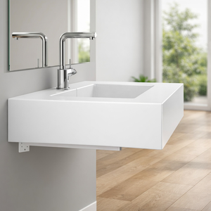 Lavabo Koricini Manchester 80 cm in resina bianca opaca con staffe di supporto - Product Image 2