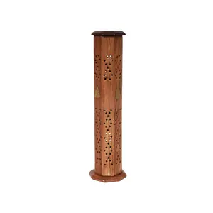 Pure Mango Wood Incense Burner Long-Lasting Aroma <b>Diffuser</b> Tower Shape for Home Decor Garden Meditation <b>Reed</b> <b>Diffuser</b> <b>Set</b> - Product Image 4