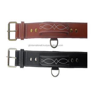 Collier de chien robuste en cuir noir ou marron de 2 pouces de large avec poignée cousue fantaisie au centre, matériel de variante en nickel ou en laiton - Product Image 2