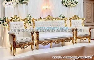 La plus belle décoration de fête de mariage, causeuse et chaises de mariage asiatique, finition dorée, ensemble de chaises de canapé, superbe canapé en or blanc - Product Image 3