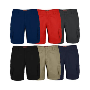 Short cargo décontracté 100% coton de qualité supérieure pour hommes, vêtements d'été, ceinture élastique, poches multiples, tissu en toile, léger et solide - Product Image 1