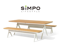 SIMPOLIFESTYLE Ensemble de mobilier d'extérieur moderne, haut de gamme, léger, imperméable, de luxe, pour jardin, salle à manger, balcon, en aluminium et teck, pour hôpital