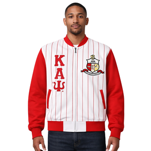 Kappa Alpha Psi Pinstripe Tech Fleece <b>Jacket</b> Greek Letter Athletic Fraternity Warm Up Outerwear - Product Image 1