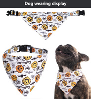 Collier bandana pour chien Halloween avec imprimé citrouille, foulard triangulaire, boucle rapide et anneau en alliage pour costume de fête, collier saisonnier pour animaux de compagnie