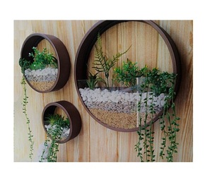 Maceta de metal de hierro decorativa de pared de forma redonda, macetas, suministros de jardín, maceta decorativa - Product Image 1