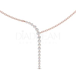 Collar de diamantes de moissanita de corte redondo para mujer, cadena de eslabones de dos tonos chapada en plata de ley 925, estilo clásico personalizable - Product Image 3