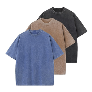 T-shirts pour hommes de qualité supérieure, lavage à l'acide, design vierge, manches courtes, col rond, style streetwear, 100% coton jersey, écologique - Product Image 2