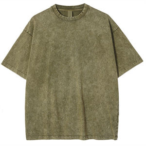 Camiseta informal de gran tamaño 300 GSM para hombre, camisetas holgadas de 100% algodón con patrón sólido de peso pesado - Product Image 3