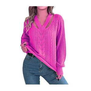 Jersey informal elástico suave de manga larga con cuello cuadrado elegante para mujer, suéter de punto cálido y cómodo para Primavera e Invierno - Product Image 1
