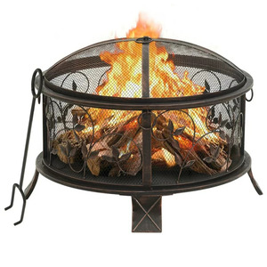 Garden Ware Wood Burning Metal <b>Fire</b> <b>Pit</b> Portable for Outdoor and Indoor <b>Table</b> Top Black Finished Iron <b>Fire</b> <b>Pits</b> - Product Image 3