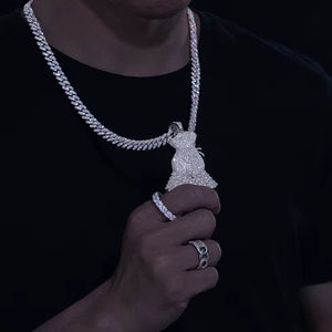 Nouveau Design 925 Sterling Silver Money Bag Pendentif Collier Enfants Glacé Bling Moissanite Diamant Hip Hop Bijoux - Product Image 2