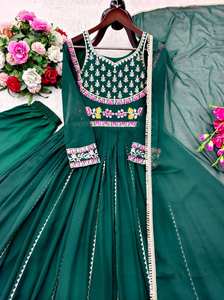 Lanzamiento del nuevo diseñador Tradition Look Heavy Fox Georgette Gwon Pent & Dupatta Set - Product Image 5