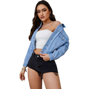 2023 meilleure qualité femmes col montant hiver veste en cuir pas cher peau de vache chaud femmes veste en jean - Product Image 1