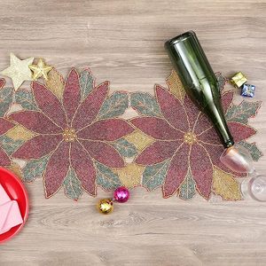 Decoración navideña y diseño de hojas con cuentas, Mantel Individual para mesa de comedor, tapete elegante, corredores decorativos hechos a mano para boda - Product Image 1