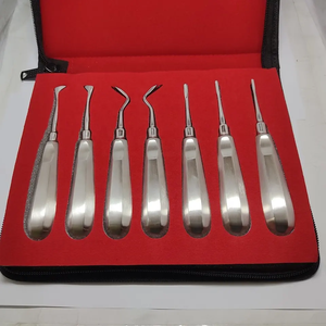 Juego de elevadores de raíz dental, 7 Uds., elevadores de luxación Manual de acero inoxidable, rectos curvos, clase II, certificado CE, etiqueta privada OEM - Product Image 2
