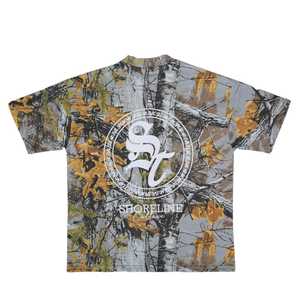 เสื้อยืดพิมพ์ลายดอกไม้ฤดูใบไม้ร่วงลายพรางสำหรับผู้ชายผู้หญิงผ้าฝ้ายนุ่มสบายๆสไตล์คนเมืองลำลองมีโลโก้ด้านหน้า - Product Image 2