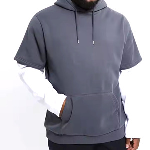 Faites votre propre logo pas cher prix hommes à double manches à capuche pour tenue décontractée direct fabriqué en usine Slim Fit hommes lavage à l'acide à capuche - Product Image 2