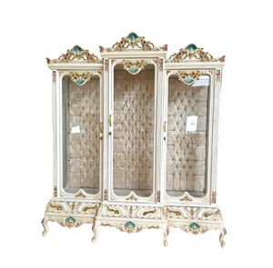 Silla de Comedor de Lujo Estilo Barroco Francés, Madera de Caoba Maciza Hecha a Mano, Ecológica, con Exhibición de Hierro y Vidrio Antiguo - Product Image 1