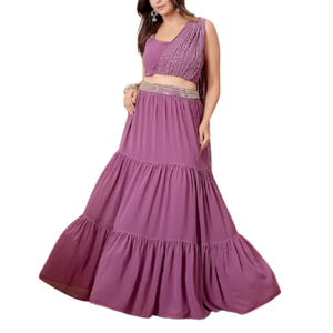 Robes de soirée respirantes du Pakistan Dernier créateur Fête de mariage Porter des femmes élégantes Robe Lehenga Choli Dupatta Ensemble Adultes - Product Image 1