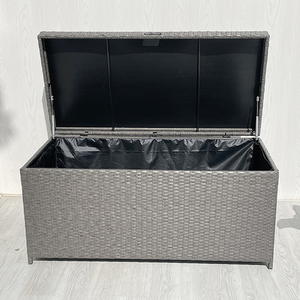 Patio rotin boîtes de rangement en osier imperméable jardin avec serrure d'extrémité fabriqué au Viet nam, gris clair - Product Image 1
