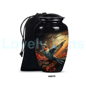 Meilleures ventes Urne de crémation pour adultes en aluminium noir pour cendres humaines Grande urne décorative avec sac en velours gratuit - Product Image 4