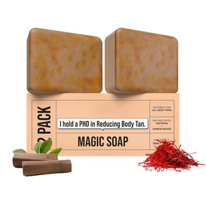 Savon de bain artisanal à base de bois de santal et de safran pour une peau éclatante et éclaircissante - Product Image 1
