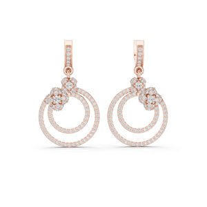 Pendientes de Oro Rosa de 14K con Diamantes Redondos Cultivados en Laboratorio para Mujer |   Elegante y Fino Regalo de Aniversario Nupcial Certificado de Lujo para Fiestas - Product Image 1