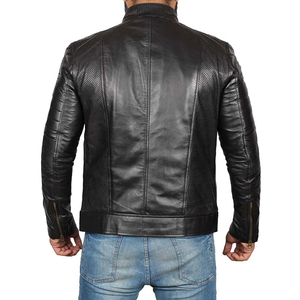 <b>Men's</b> Premium Leather <b>Jacket</b> Winter Casual Fashion Modern Classic Design Windproof Waterproof Stand Collar Front Logo - Product Image 2