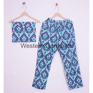 Conjunto de pijama de algodón indio térmico hecho a mano, ropa de dormir con estampado Floral para mujer con bolsa para primavera, verano, invierno, vestido de noche - Product Image 3