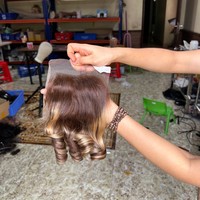 Lots de Cheveux Naturels Vierges Vietnamiens Bouclés Volumineux avec Fermeture en Dentelle pour Kits de Perruques et Produits Capillaires