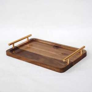 Juego de Bandejas Rectangulares Modernas de Madera con Asas de Metal, Plato Decorativo para Desayuno, para Hotel, Restaurante, Cocina, Hogar, Tienda - Product Image 4