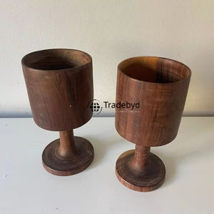 Verre en bois pour boissons quotidiennes Verres rustiques naturels faits à la main pour cadeaux par Tradebyd - Product Image 1