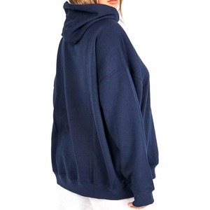 2025 sweat à capuche pour dames haute qualité coton uni avec dentelle Vintage décoration doux polaire goutte épaule Street Wear lavé techniques - Product Image 5