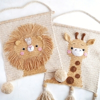 Décoration murale en crochet pour chambre de bébé, animaux de la jungle nordique, personnalisable, pour la maison