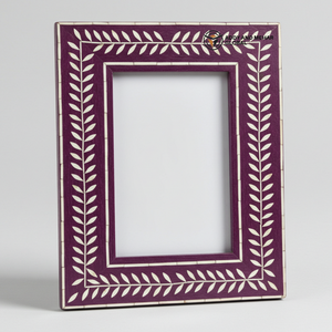 Marco de Fotos con Incrustaciones de Hueso Morado Real, Decoración Artesanal para el Hogar, Marco de Madera - Product Image 1