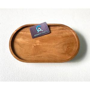 Meilleur vendeur Plateau de service en bois d'acacia Forme ovale Plateau de service sur pied en bois biologique Sans danger pour les aliments Service à domicile Hôtel Plateau à thé et à café - Product Image 1