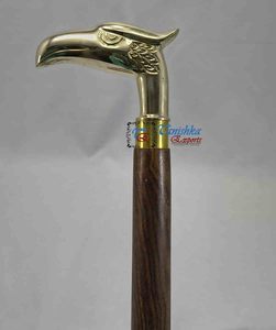 Mango de latón antiguo Art Deco bastón de madera plegable Vintage bastón coleccionable hecho a mano duradero uso al aire libre para - Product Image 5