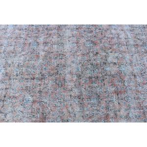 Turkish Rug 5x7.8 ft, <b>Brown</b> Blue Striped <b>Wool</b> Vintage Rug - Product Image 5