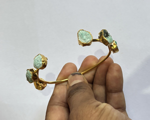 Brazalete ajustable hecho a mano de 8MM galvanizado de oro y Metal, cuentas de turquesa cruda para joyería de moda para regalo de aniversario para esposa - Product Image 2