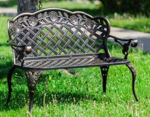 Banco de jardín de 2 plazas decorativo de alta calidad, Banco de hierro fundido para jardín al aire libre, Banco de acabado clásico, Patio antiguo al aire libre - Product Image 6