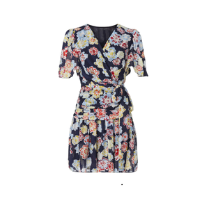 Robe courte à nœud noué douce et confortable de qualité supérieure ou robe décontractée pour femme avec manches bouffantes disponible à la vente - Product Image 1