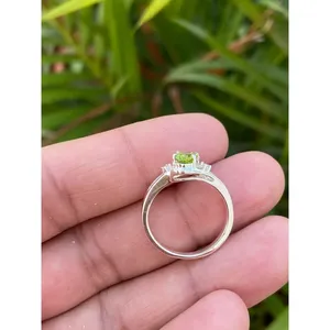 Natural <b>Peridot</b> Oval Cut <b>Ring</b> 925 Sterling Silver Handmade Gemstone Jewelry Wholesale Supplier - Product Image 3