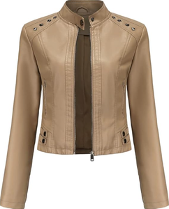 Chaqueta de Invierno para Mujer Esprit, Nuevo Diseño, en Cuero de Oveja Auténtico, Cuello Alto con Cremallera, Forro de Viscosa Transpirable, Venta al Por Mayor OEM - Product Image 1
