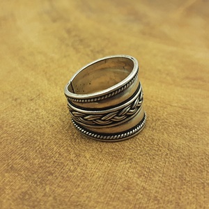 Diseño trenzado Moda Artesanal Hecho a mano 925 Starling Silver Bohemian Ring Big Designer Bohemian Ring - Product Image 3