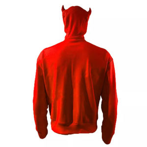 Sweat à capuche personnalisé en coton pour homme, haut en corne de diable, fermeture éclair, nouveau Design, rouge - Product Image 2