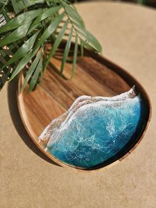 BANDEJA DE RESINA EPOXI DE MADERA CUADRADA CON CREMALLERA Diseño decorativo fabuloso para servir comida en restaurantes de cocina Uso doméstico - Product Image 2