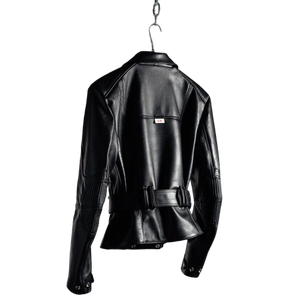 Women V-neck Wool Fur Collar Genuine <b>Leather</b> Breathable Zipper Closure Washed Motorcycle <b>Jacket</b> with Embroidery Front Logo 2026 - Product Image 5