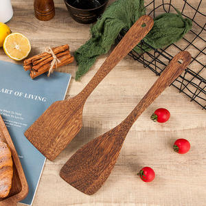 Spatules de cuisine en bois résistantes à la chaleur, antiadhésives, 2 pièces, 100% écologiques, lavables au lave-vaisselle, ustensiles de cuisine - Product Image 3